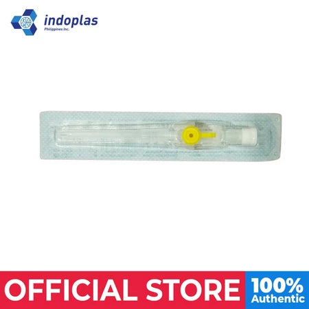 Indoplas 24G IV Cannula w/ wings & Injection Port - Box of 100