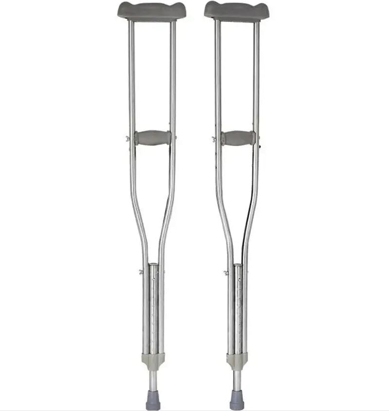 Pair of aluminum adjustable crutches for adult users