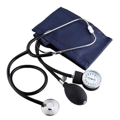 Classic aneroid sphygmomanometer with stethoscope for medical use