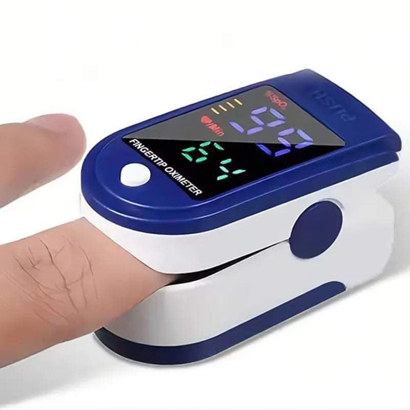 Digital pulse oximeter with bright OLED display showing SpO2 and heart rate
