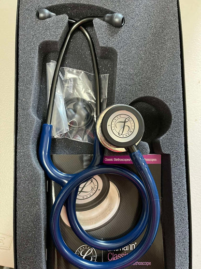 MIS-ENGRAVED Littmann Classic III Stethoscope Navy #5863 front view
