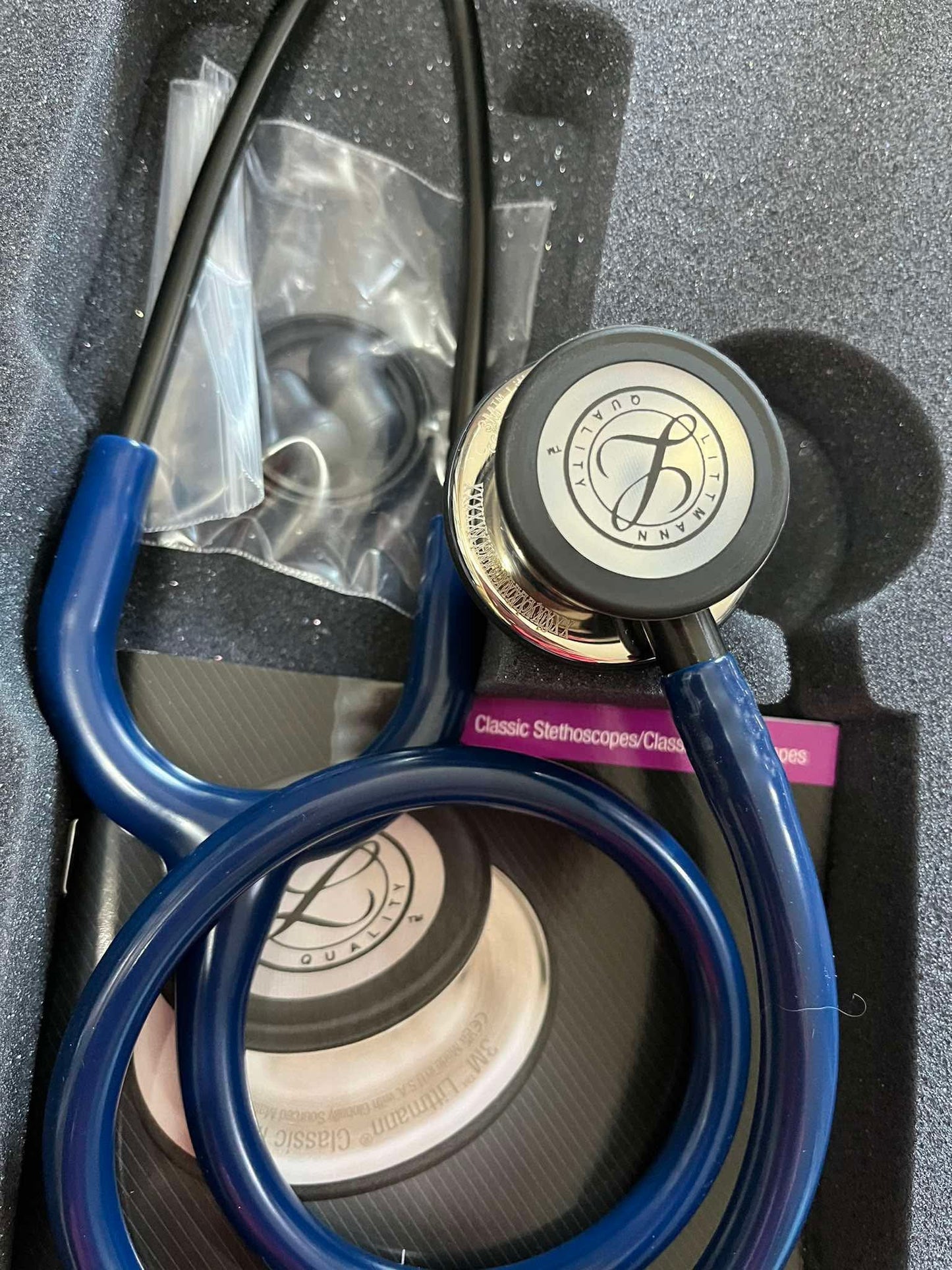 Littmann Classic III Stethoscope Navy with mis-engraving on tubing
