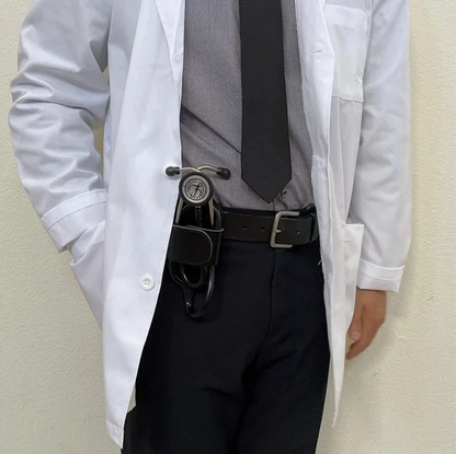 Medical stethoscope securely attached to a belt clip holder