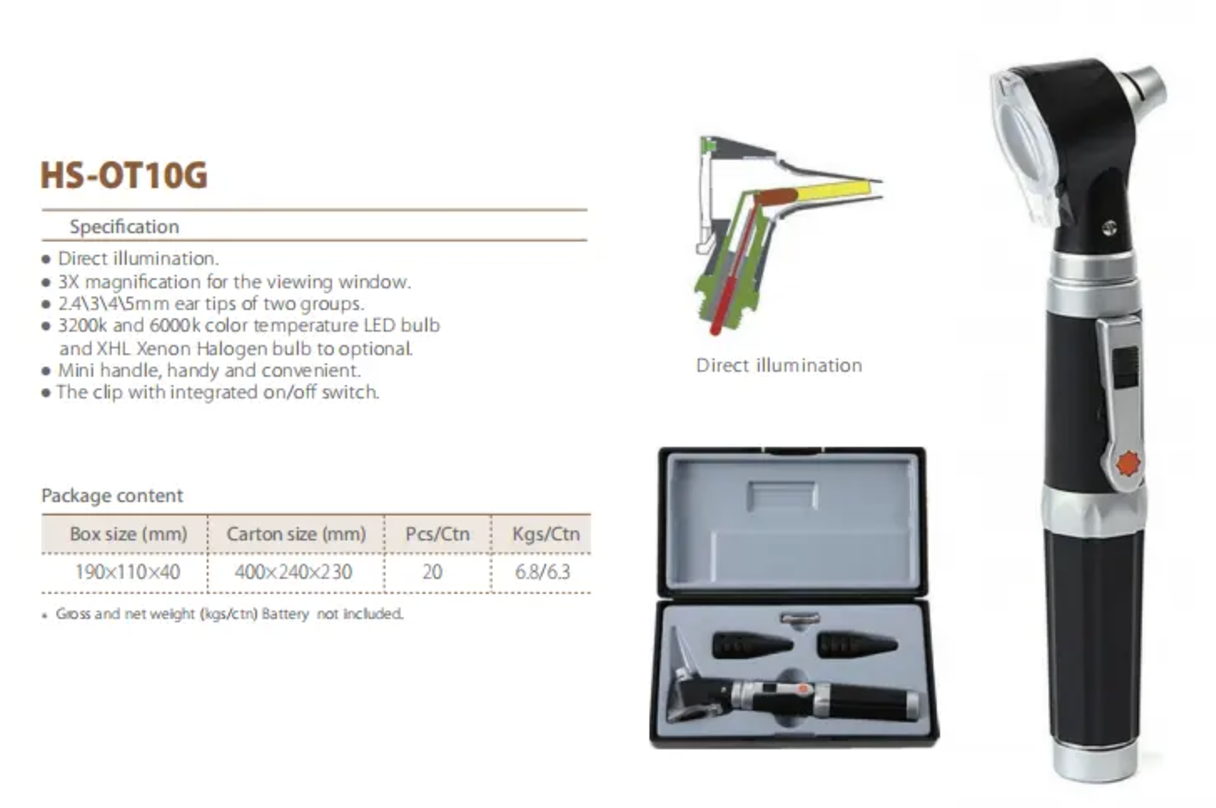 Complete diagnostic ENT kit in multiple colors with carrying case