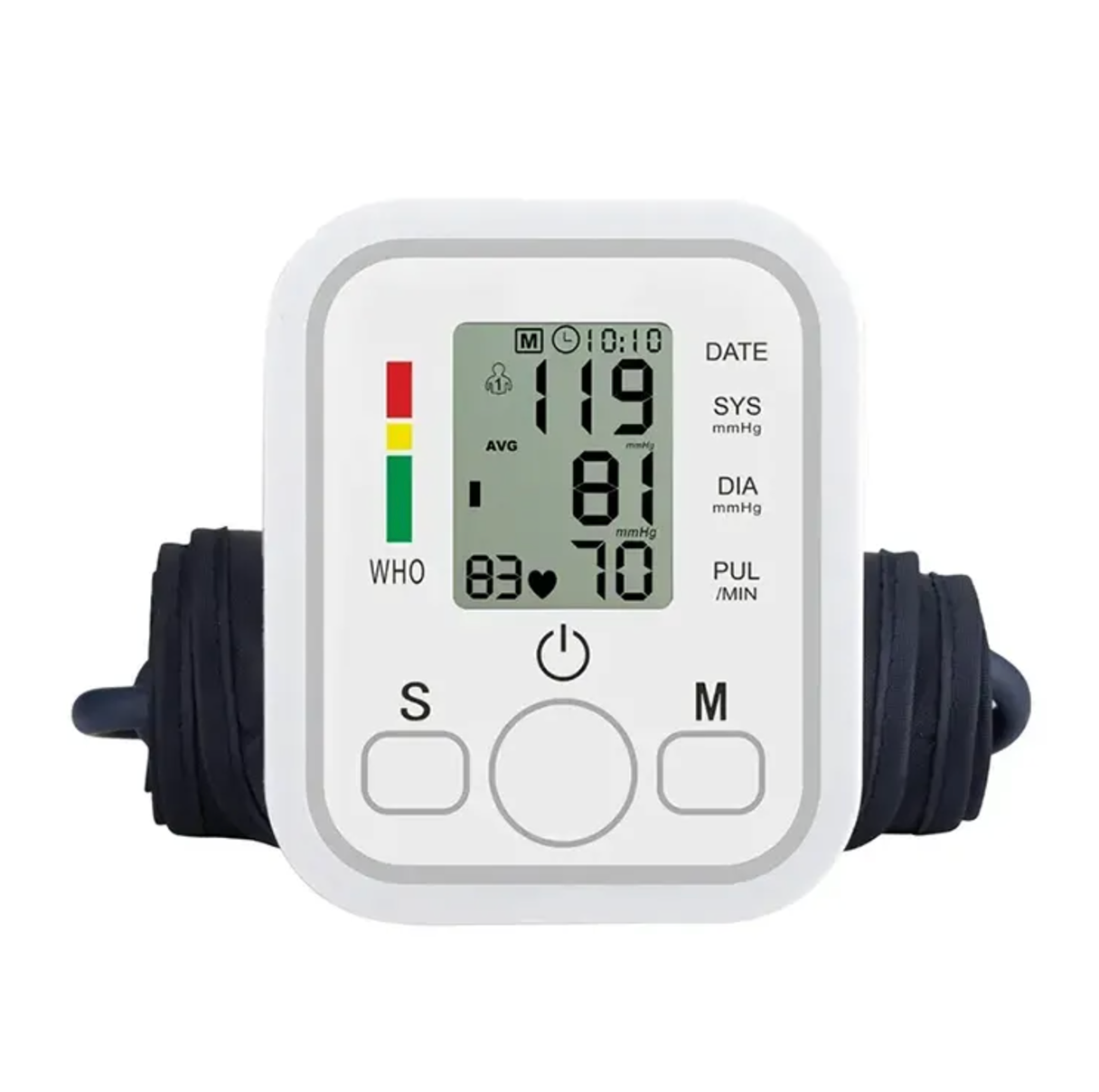 Electronic sphygmomanometer with digital display for blood pressure monitoring