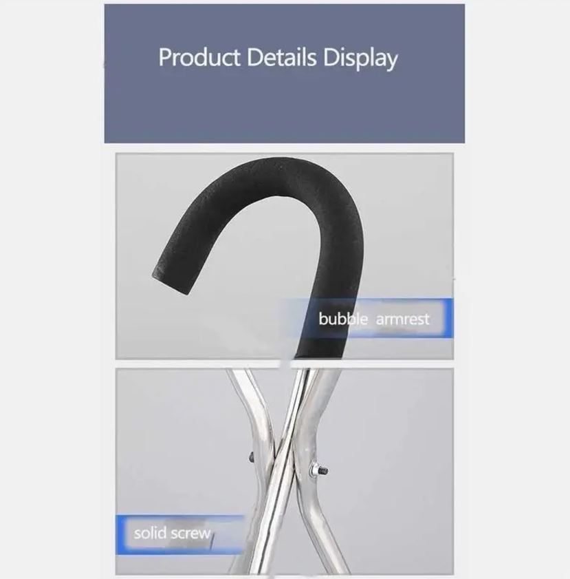 Close-up of sturdy tripod base and ergonomic handle of folding cane