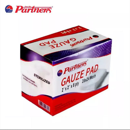 Partners Gauze Pad 2 x 2 x 8 ply Sterile - 1 box